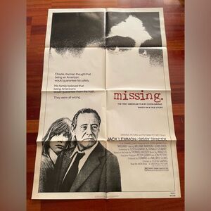 Vintage Original Missing Movie Theatrical Poster